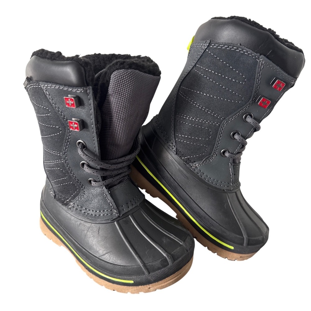Swiss Tech Toddler Size 9 Waterproof‎ Winter Snow Duck Boots Grey Black Neon